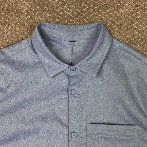 Lululemon Button Up Shirt Men's Large Slim Blue Commission Button Down Front - Picture 2 of 11